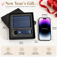Ensemble porte-cartes en cuir avec logo personnalisé OEM, porte-clés, emballage cadeau de luxe pour promotion d'entreprise, cadeau du Nouvel An