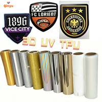 Film UV Qinyu, film PET pour t-shirts, casquettes, badges, impression textile 3D TPU PU, transfert thermique brillant argenté