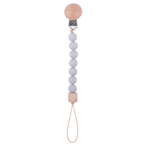 Clip para Chupete de Bebé, Cuentas de Silicona, Mordedor de Madera, Cadena para Chupete, 0-12 Meses, Libre de BPA, Grado Alimenticio, Seguro - Product Image 4