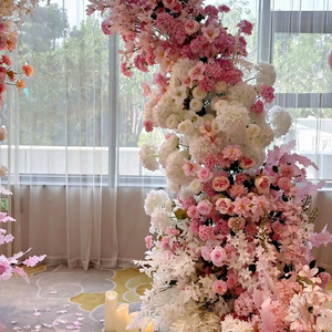 <span class=keywords><strong>Roses</strong></span> en soie rose réalistes, arrangements floraux artificiels haut de gamme pour décoration de mariage sur pied - Product Image 2