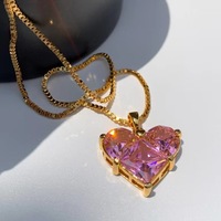 Cadeaux de la Saint-Valentin à la mode, collier pendentif en forme de cœur en laiton romantique, boucles d'oreilles en cristal zircon, ensemble de bijoux de luxe pour femmes