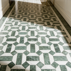 Mosaico in <span class=keywords><strong>Marmo</strong></span> Verde Scuro per Rivestimenti Interni di Hotel, Scuole, Ospedali e Piscine, Soluzione di Design Grafico - Product Image 3