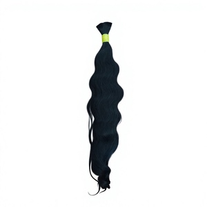 Extensions de cheveux humains vierges indiens Remy de 24 pouces, en vrac, double trame, tissage machine, ondulés, noirs, toutes couleurs, teintables - Product Image 1