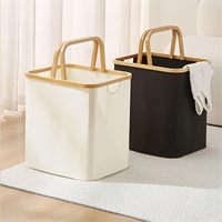Panier à linge pliable en bambou écologique grande capacité, organisateur de placard rectangulaire multifonctionnel