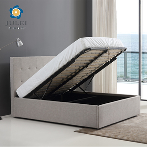 Cadre de lit relevable minimaliste avec panneau moderne, <span class=keywords><strong>sommier</strong></span> en tissu et lattes en bois, base de luxe pour lit King Size, avec système de levage hydraulique et de rangement à gaz - Product Image 1