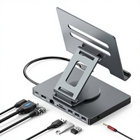 Support de station d'accueil pour tablette avec port Gigabit 2.0, répartiteur USB 3.0, design rotatif et pliable, convertisseur d'extension Type-C