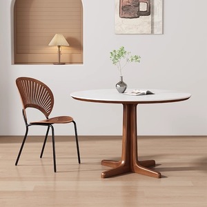 Nordic French Style Solid Wood Round Dining <b>Table</b> Stable Design For Small Homes And Apartments - Product Image 1