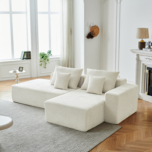 Canapé modulaire en forme de L haute densité pour appartement et villa, design moderne, tissu durable, design sans accoudoirs, dossier rembourré - Product Image 4