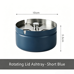 Modern Minimalist Custom Logo Stainless Steel Eco-Friendly Desktop Ashtray Rotating Windproof <b>Lid</b> Multiple Colors Smoke - Product Image 4