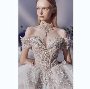 Abito da sposa principale dell'industria pesante 2024 nuova sposa alla grande principessa di piccole dimensioni grandi spalle Senior di una parola - Product Image 1