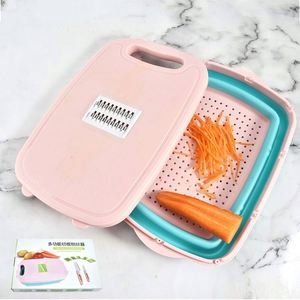 Bbq Prep Tub Plastic Foldable Collapsible Chopping Cutting Board Set with Water Drain Storage Basket Knife Set - Product Image 3