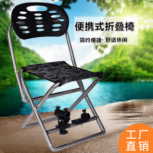 เก้าอี้ตกปลาพับได้สแตนเลสพร้อมที่ยึดปืน 34X30X60 ซม. เก้าอี้นั่งในสวนกลางแจ้งแบบพกพา น้ำหนักเบา - Product Image 3