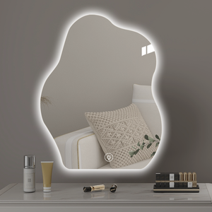 Miroir LED pleine longueur ondulé irrégulier sans cadre rétroéclairé avec interrupteur tactile sur pied pour chambre à coucher, salon, moderne, vente en gros - Product Image 3