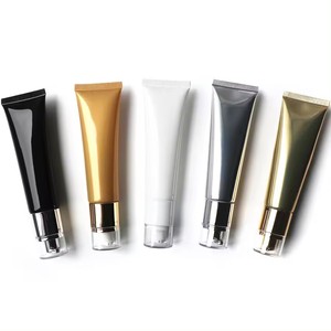 50g 30g <b>Plastic</b> Lipstick <b>Tube</b> Cleaning Cosmetic Container Black Gold Soft PE Airless Pump Screen Printing UV Label Custom Logo - Product Image 1
