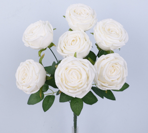 Rosas Noble Consort de 7 Cabezas al por Mayor, Flores Artificiales Francesas para el Hogar, Hotel, Boda - Product Image 6
