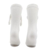 Chaussettes en coton unisexes personnalisées en gros, noires et blanches, style décontracté, broderie magnétique, chaussettes couple qui se tiennent par la main, en vente