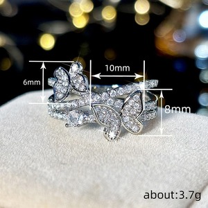 Anello vintage a più strati con farfalla, gioielli romantici da donna, idea regalo. - Product Image 6