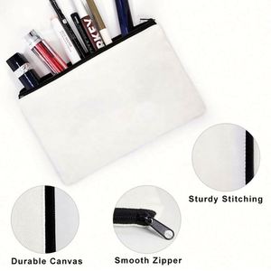 Custom Pattern Logo Zipper Toiletry Pen Case Eco-Friendly Travel Cotton Canvas Cosmetic Makeup Bags Fashionable Cartoon Style - Product Image 4