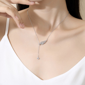 Fashion Unique Angel Wings Necklace 925 Sterling <strong>Silver</strong> <strong>Long</strong> Tassel Y-Shaped Clavicle <strong>Chain</strong> for Women High-end Jewelry Gift - Product Image 2