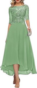 فستان أم العروس بتطريز الدانتيل وتطبيقات مخصصة، فستان طويل من الشيفون، فستان سهرة راقي للحفلات والمناسبات - Product Image 5