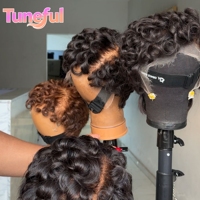 Perruque Pixie Cut Prête à Porter en Cheveux Humains Brésiliens, Sans Colle, Vente en Gros, Cheveux Naturels avec Perruques Frontales HD Full Lace pour Femmes