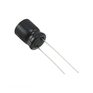 Condensador de canal del fabricante, de orificio pasante, de aluminio, 470uF 20% 50V, radial TH 470 uF UHE1H471MPD - Product Image 1