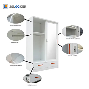 Jslicker OEM/ODM Nhà Cung Cấp In Tủ Quần Áo Với Gương Thép Phòng Ngủ Kim Loại Tủ Quần Áo Với Cửa Trượt Và Ngăn Kéo - Product Image 4