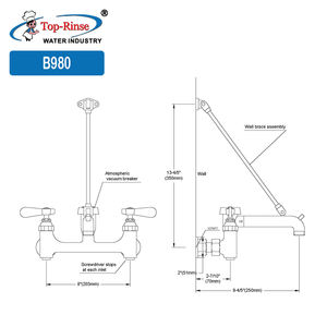 Centros ajustables de 8 "para uso industrial <span class=keywords><strong>Grifo</strong></span> de fregadero de utilidad con mango de hoja de muñeca - Product Image 2
