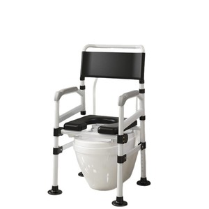 Chaise Commode Pliante avec Siège en Plastique en Forme de U à Ouverture Frontale pour Personnes Âgées et Handicapées - Product Image 1