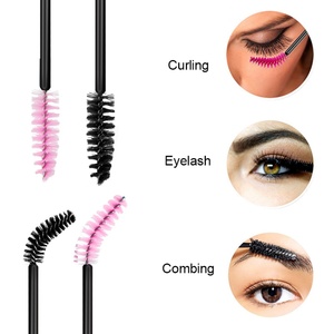 Mascara en gros Pinky Leem, brosses pour les yeux, porte-clés pour les cils, poignée transparente écologique, noir rose, baguettes à mascara en silicone réutilisables - Product Image 4