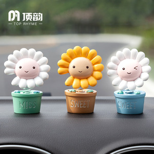 Top Rhyme Car Flower Ornament Sweet Miss Pot Decorative Dashboard Accessory - Product Image 1