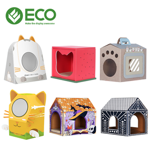 Eco Custom Cartoon Fashion Vierkant Dubbellaags Kattenbed Grot Kat Huis Cat Scratcher Kartonnen Pad Krabmat Met Kattenkruid - Product Image 5