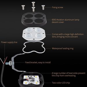 High Lumen LED Auxiliary <b>Lights</b> for Motorcycles, 2PCS Spot Fog Beam for Enhanced Visibility and Safety - Product Image 3