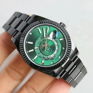 Montre personnalisée avec <span class=keywords><strong>lunette</strong></span> cannelée, cadran vert, heure mondiale, calendrier automatique, acier inoxydable, étanche, montre <span class=keywords><strong>de</strong></span> sport pour homme - Product Image 2