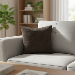 Cuscino in ciniglia marrone 60x60 cm, morbido cuscino da seduta e decorativo - Product Image 2