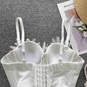 <span class=keywords><strong>Canotta</strong></span> di lusso ricamata di perle lucide in <span class=keywords><strong>pizzo</strong></span> da donna con fionda <span class=keywords><strong>bianca</strong></span> a fiori da donna biancheria intima Lingerie - Product Image 6