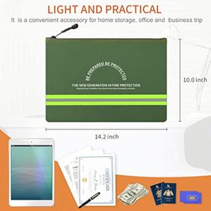 CUSTOM Waterproof Fireproof Organizer Zipper Closure Security Storage <b>Bag</b> for Cash Passport Filing Management <b>Document</b> - Product Image 1