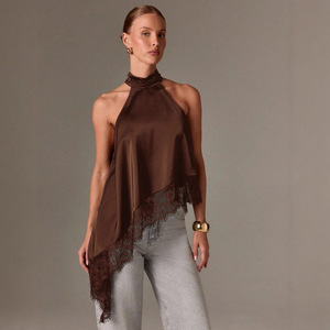 Abbigliamento Donna 2026, <span class=keywords><strong>Bluse</strong></span> <span class=keywords><strong>Eleganti</strong></span> Senza Maniche per Feste Serali, Top Asimmetrico con Collo all'Americana - Product Image 1