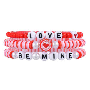 SY-41 Kit Braccialetti Fai da Te con Cuore 'Love Be Mine', Gioielli Artigianali Elastici in Argilla Polimerica con Perle e Resina, Set da 3 Pezzi - Product Image 5