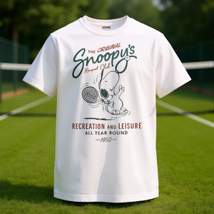 <strong>Snoopy</strong> Racquet Club <strong>T</strong>-<strong>Shirt</strong> White Unisex Adult Medium Recreation And Leisure - Product Image 2
