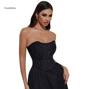Sexy Hollow Diamond <strong>Strapless</strong> Women's <strong>Bodysuit</strong> Elegant Fashion Corset Tube Top Firm Everyday Nightclub Slimming <strong>Shapewear</strong> - Product Image 5