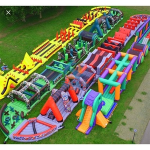 Pista de Obstáculos Inflable Gigante Portátil, Tobogán, Juegos Deportivos de Salto, Carreras Largas en Interiores, Desafío Extremo - Product Image 4