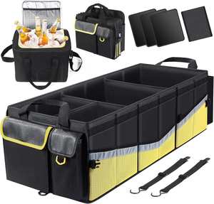 Organizador de Maletero de Coche Plegable, Impermeable y de Lujo, con Bolsa Refrigerante, Múltiples Compartimentos, para Almacenamiento de Comestibles, con Tapa - Product Image 1