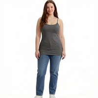 Débardeur Cami Écologique Grande Taille pour Femme, Col U, Bretelles Fines, Doux, Extensible, Coupe Ajustée, Longueur Standard, Respirant, Décontracté, à Porter Devant