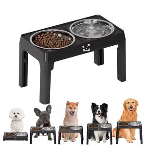 Comedero Elevado Ajustable para Perros, Soporte de Acero Inoxidable para Tazón de Mascotas, Antideslizante, Plegable, para Perros de Interior - Product Image 1