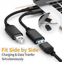 Adaptador USB C a USB 3.0, Cable OTG de 5 Gbps, Tipo C Macho a USB A Hembra, Trenzado de Nailon y Aluminio, Compatible con Laptop