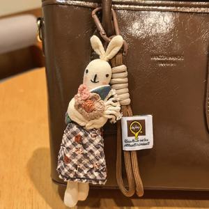Llavero de coche con diseño de animal lindo 2026, correa para teléfono, muñeco de peluche de conejo 3D, colgante para bolso de mujer, accesorios de ropa, llavero de conejo de tela - Product Image 2