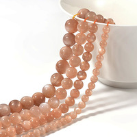 AAA Grosir Manik-manik Batu Sunstone Oranye Alami Bulat Halus dan Batu Moonstone Peach untuk Pembuatan Perhiasan DIY 4mm 6mm 8mm 10mm