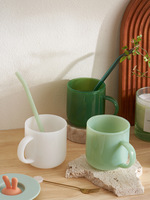 Tasse à café en verre borosilicate soufflé à la main, bicolore, assortie, tasse à thé, tasse en verre opaque de couleur jade