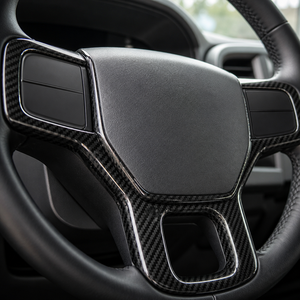 Copertura per Telaio del Volante Auto, Decorazione Interna in Fibra di Carbonio Nero Lucido per Chevrolet Silverado Tahoe Suburban - Product Image 3